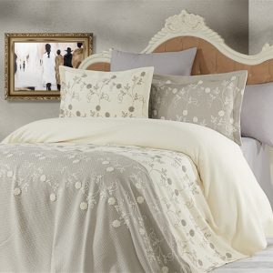 Afrodit 6 Parça Pike Takımı Gri Krem