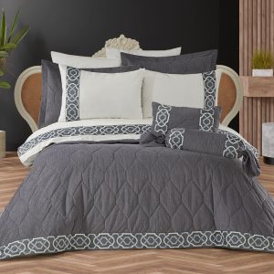Monica 11 Parça Yatak Örtüsü Seti Gri