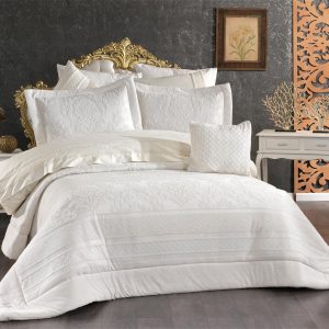 Anka 10 Parça Kadife Desenli Yatak Örtüsü Seti